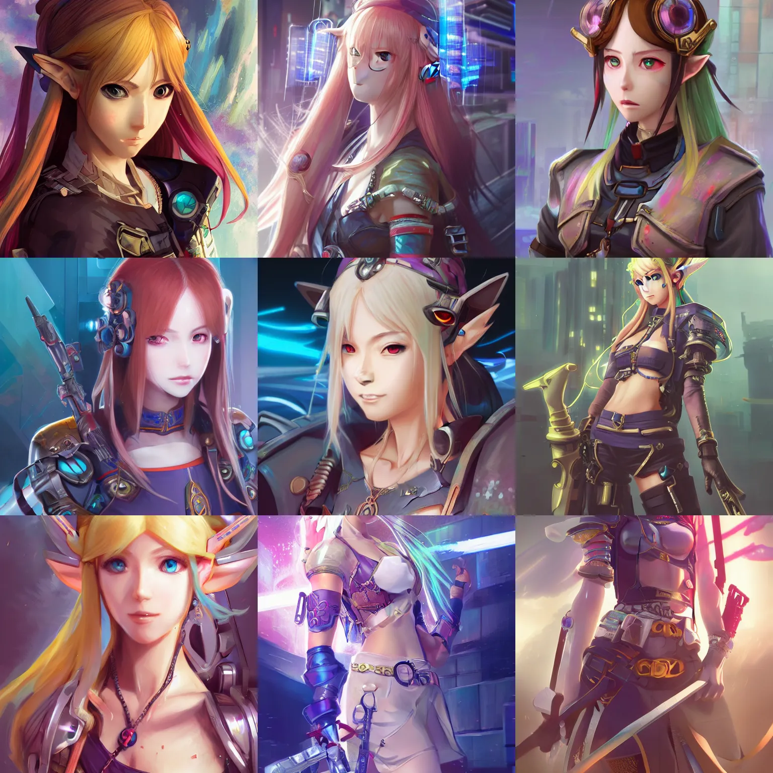 Image similar to An anime portrait of Cyberpunk princess Zelda, by Stanley Artgerm Lau, WLOP, Rossdraws, James Jean, Andrei Riabovitchev, Marc Simonetti, and Sakimichan, tranding on artstation