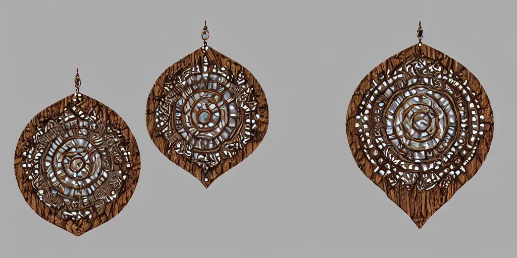 Image similar to earring design, jewelry design, wood, nordic, art deco, intricate, elegant, material, product design, trending on artstation, cgsociety, photo realistic, design by ziva cph and isabel lennse and kalevala, 8 k, unreal engine, c 4 d