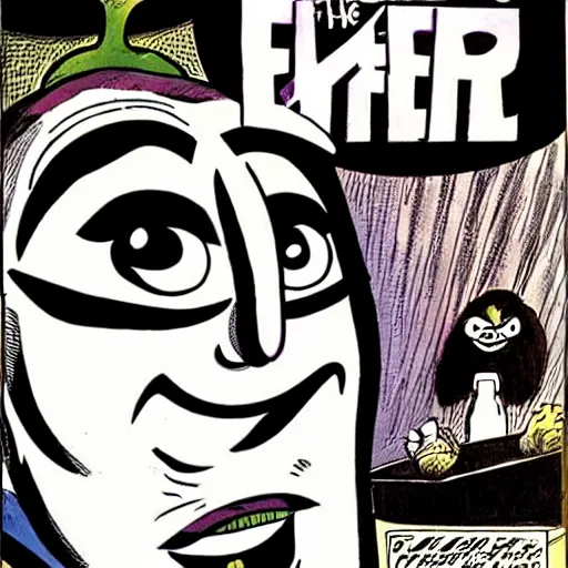 Prompt: eggplant with the face of elon mask, by will eisner,