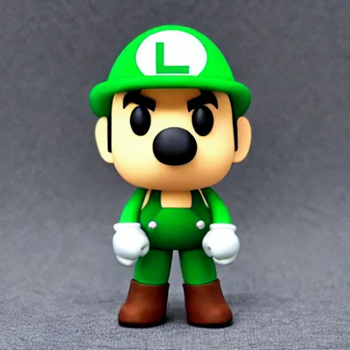 Image similar to Luigi wearing suit, as a Pop Funco Figure,