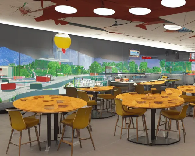 Prompt: cafeteria inspired by grand theft auto v