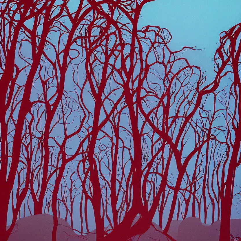 Prompt: serigraph landscape illustrations by american artist eyvind earle.