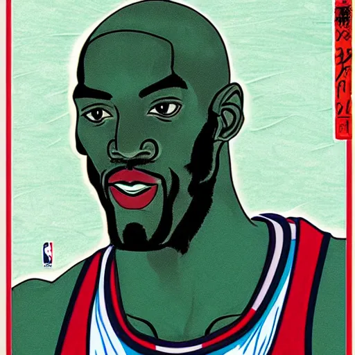 Image similar to Ukiyo-E Portrait of the Kevin Garnett on the Boston Celtics