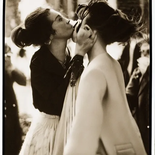 Prompt: the couple's last kiss, photo made by Arthur Elgort award winning, very known photo, 4K, museum