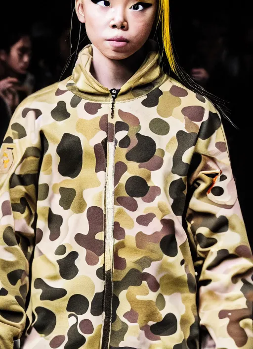 Prompt: hyperrealistic and heavy detailed bape avant garde runway show of movie the fifth element, 1 9 7 0, leica sl 2 5 0 mm, vivid color, high quality, high textured, real life