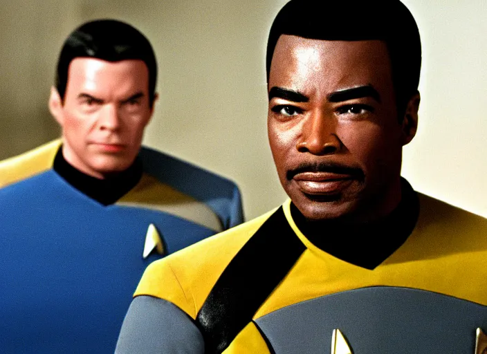 Image similar to Star Trek a photograph of Commander Geordi La Forge