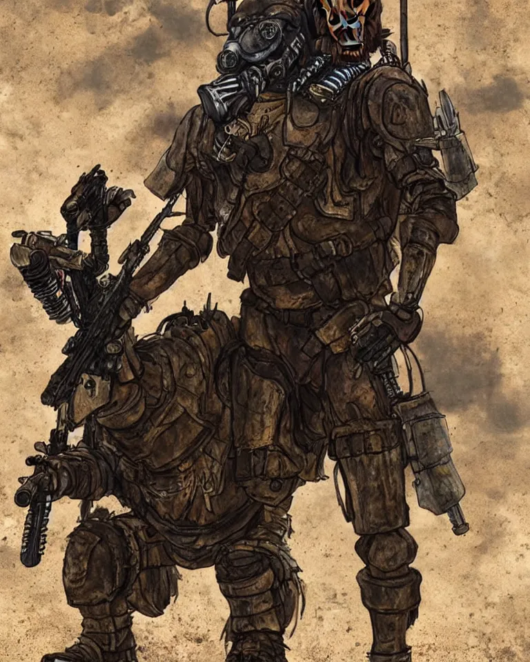 Image similar to a good ol'hound dog fursona ( from the furry fandom ), heavily armed and armored facing down armageddon in a dark and gritty version from the makers of mad max : fury road. witness me.