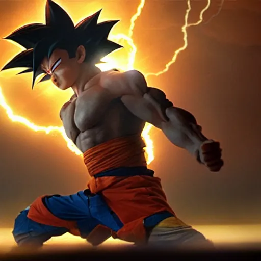 Prompt: movie still of son goku cyborg, cinematic composition, cinematic light, criterion collection, by alejandro jodorosky