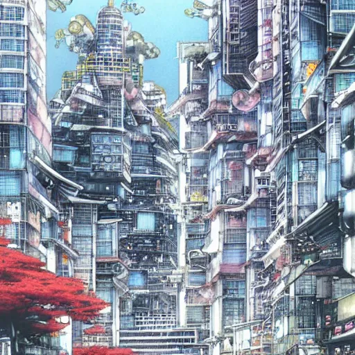 Image similar to futuristic japanese city illustration by yoshitaka amano,