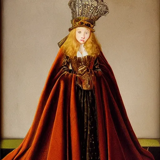 Prompt: blonde victorian princess, hyperrealism, concept art, jan van eyck