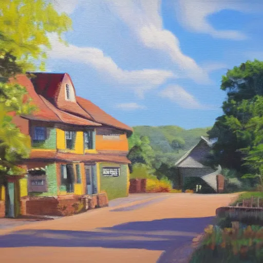 Prompt: an acrylic painting of a country town