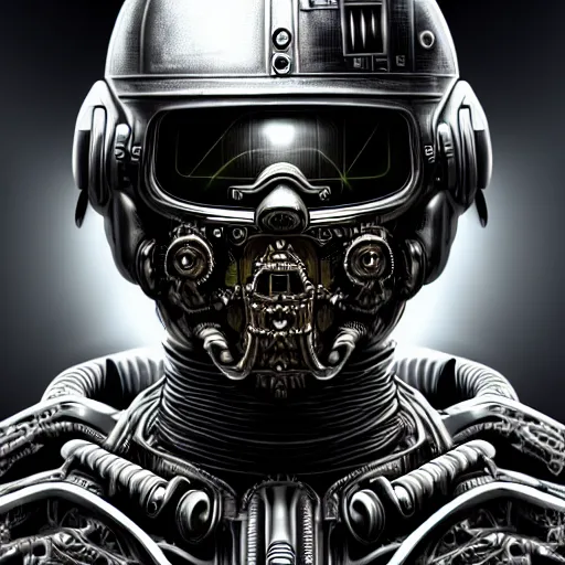 Image similar to ultra realistic, intricate detailed, painting of a single rugged cyborg male in helmet, helmet in form of star, bearded face, cyborg tech on body, symmetry accurate features, cyberpunk, industrial, very intricate details, focus, high resolution, 4 k, artstyle h. r. giger and hiraku tanaka