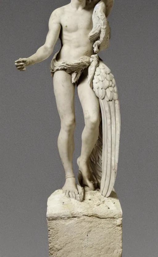 Prompt: a roman statue depicting a pidgeon