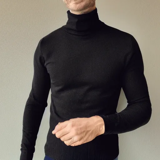 Image similar to A man in a black turtleneck sweater