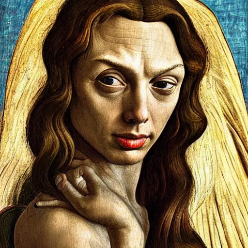 Prompt: gal gadot as gollum, elegant portrait by sandro botticelli, detailed, symmetrical, intricate