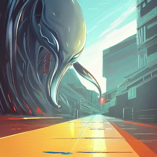 Image similar to artwork of venom by aenami alena