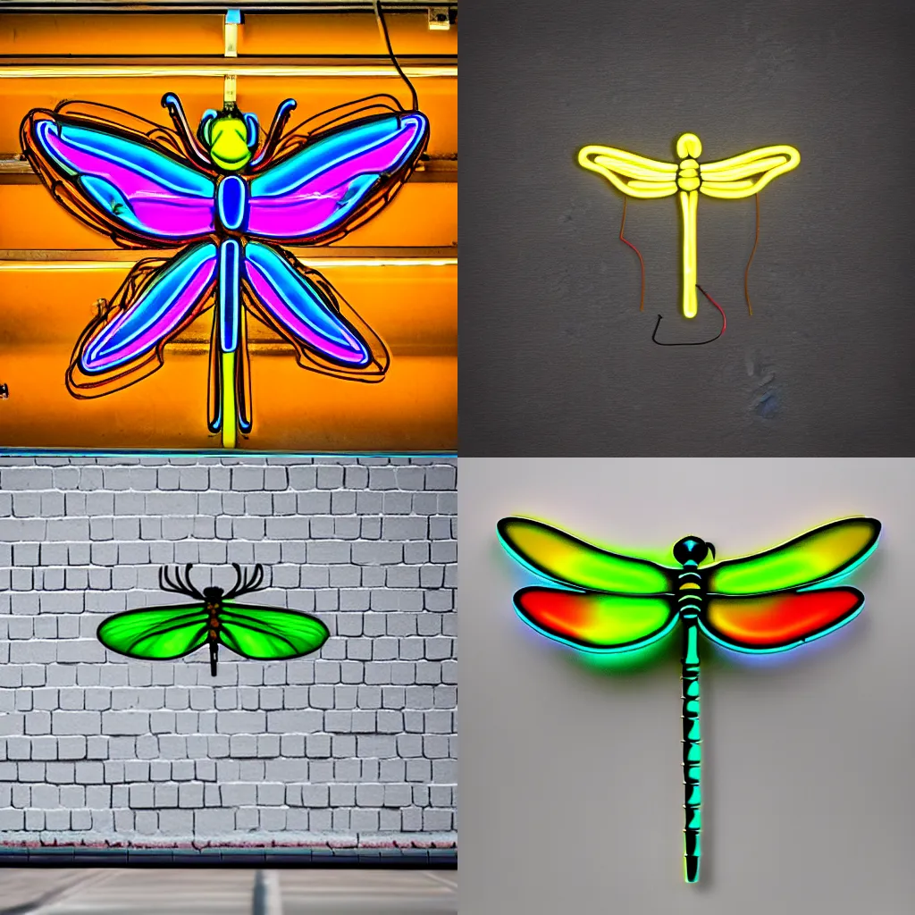 Prompt: neon sign dragonfly