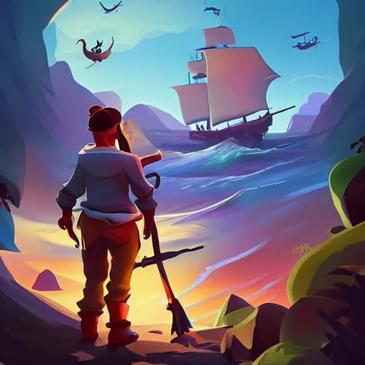 Image similar to painting treasure on sea of thieves game smooth median photoshop filter cutout vector, behance hd by jesper ejsing, by rhads, makoto shinkai and lois van baarle, ilya kuvshinov, rossdraws global illumination