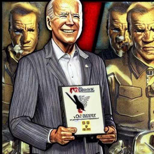 Image similar to joe biden in the video game fallout new vegas, award winning digital art