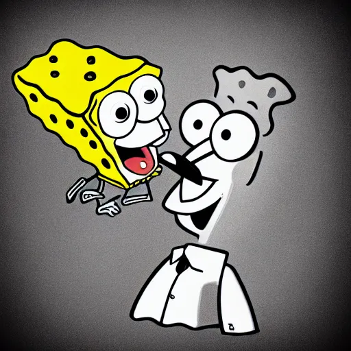 Image similar to spongebob licking a sad child, photorealistic