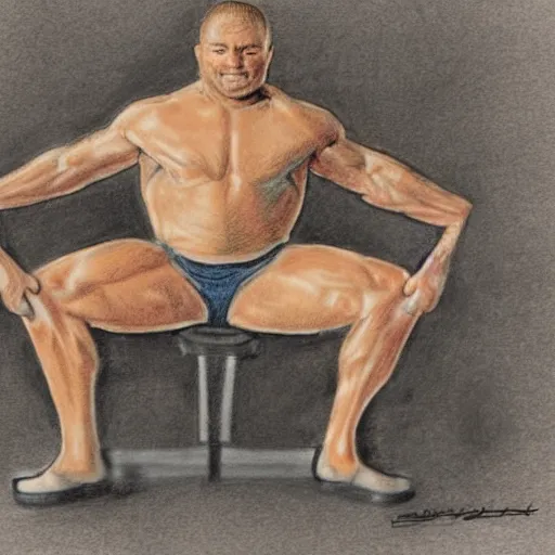 Image similar to coloured drawing of a man leg pressing,