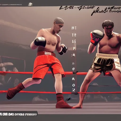 Image similar to concept art of the AI Dalle vs StableDiffusion in a boxing match, unreal engine 5, fantasy, high detail, award winning