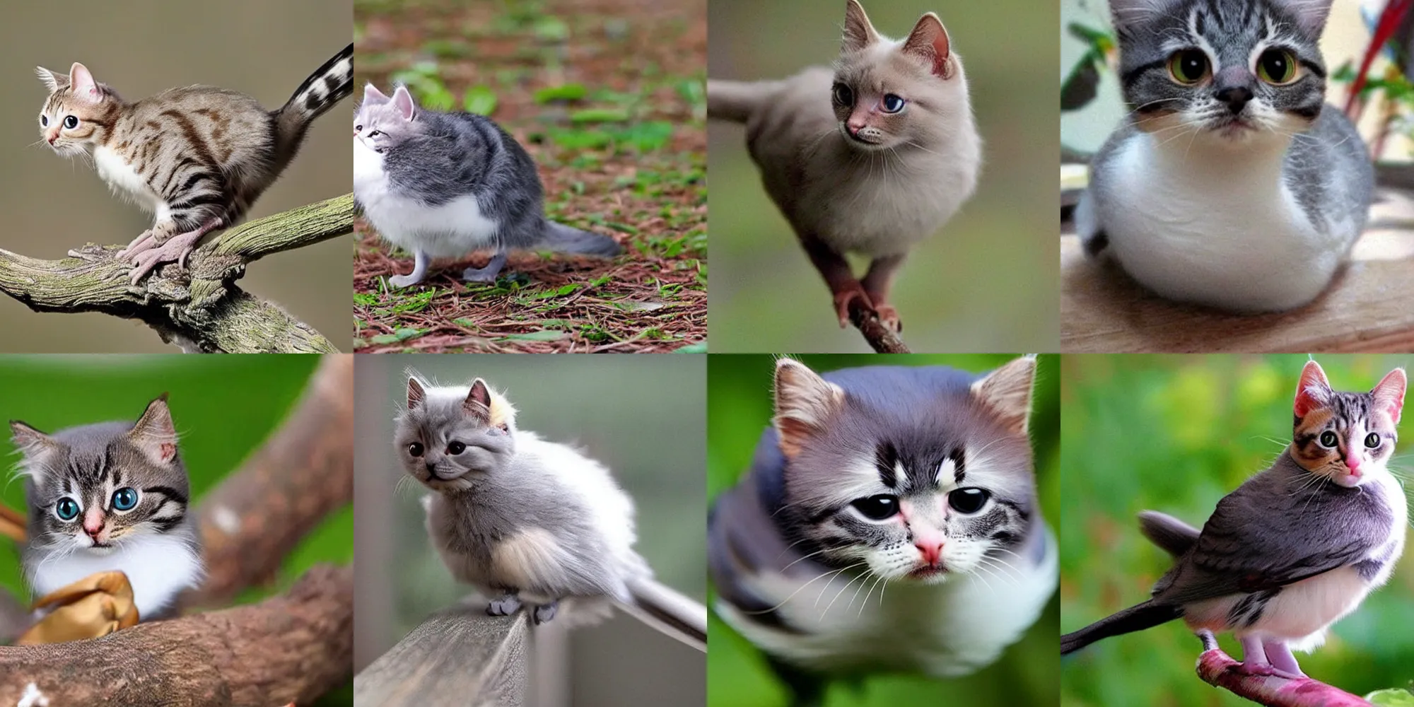 Prompt: Kitty-bird hybrid, cute
