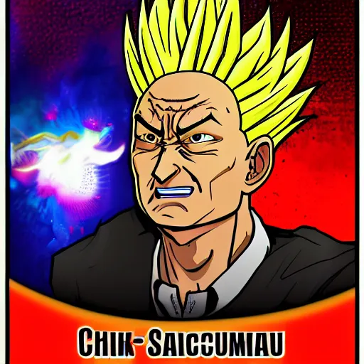 Image similar to Chuck Schumer super saiyan, digital art