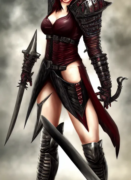 Prompt: female vampire warrior, full body portrait, realistic, sharp teeth, grinning, muscular, flying, barefoot, exposed feet, black full plate armor, historical armor, covered chest, metal mask, giant two - handed sword dripping blood, in style of ghostblade, wlop.