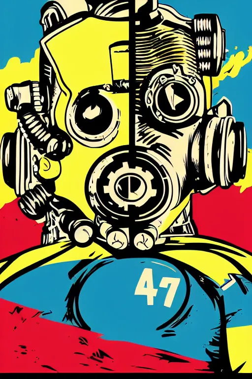 Image similar to fallout 7 6 retro futurist illustration art by butcher billy, sticker, colorful, illustration, highly detailed, simple, smooth and clean vector curves, no jagged lines, vector art, smooth andy warhol style