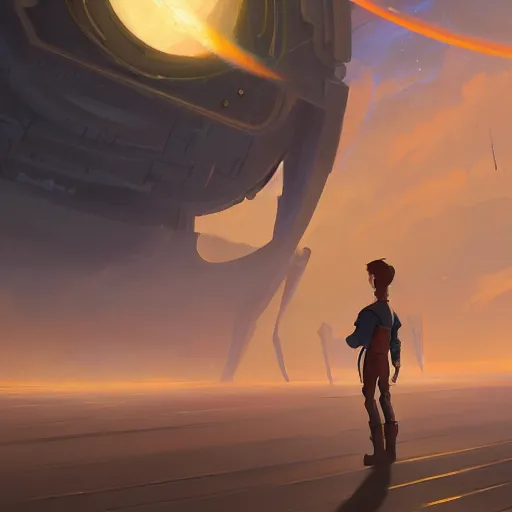 Image similar to A painting of space explorator trending on artstation in the style of Greg Rutkowski, treasure planet by disney, 4K