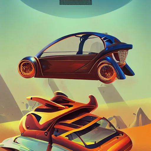 Image similar to isometric retro futuristic car ad by tyler edlin and petros afshar and christopher balaskas and marius borgeaud and kiliain eng, atomic age maximalist, art nouveau, well proportioned, highly detailed