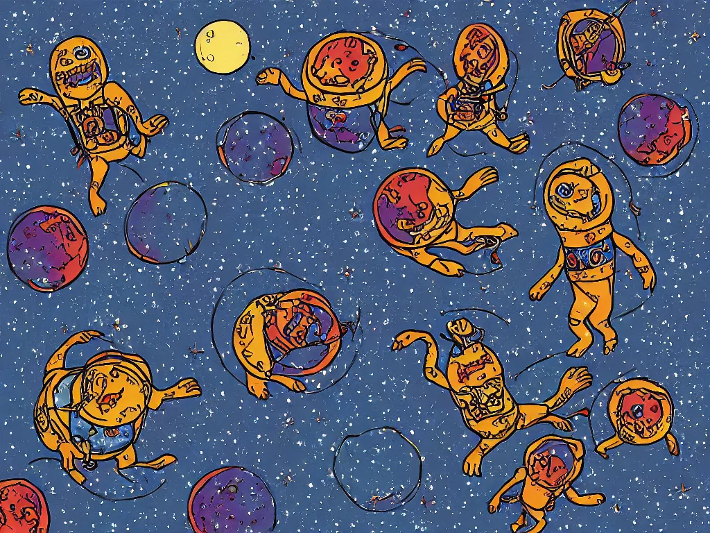 Prompt: Grateful Dead dancing bears on the moon, digital art