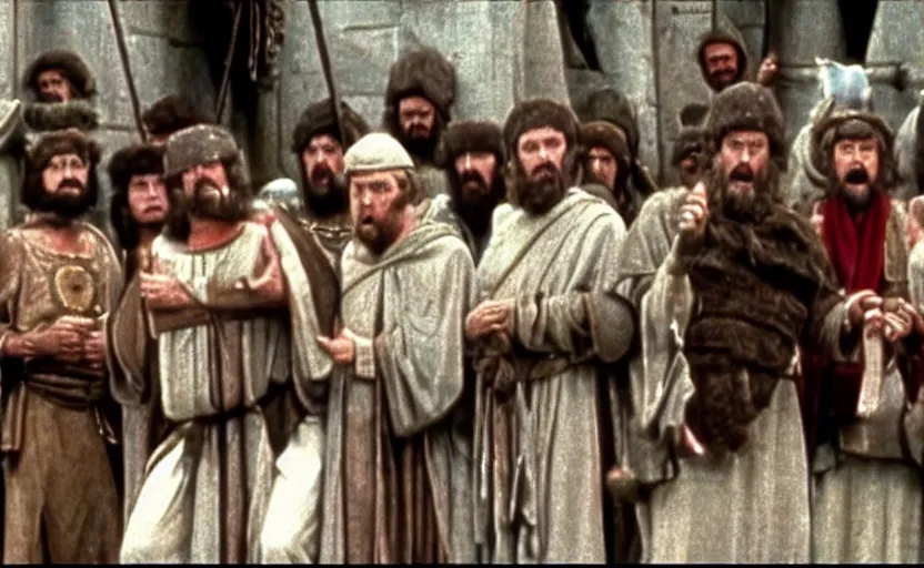 Prompt: a still from monty python's life of brian ( 1 9 7 9 ) with bernie sanders