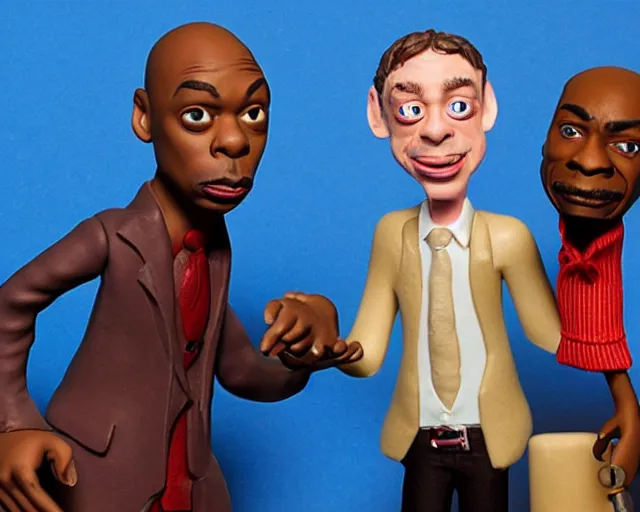 Image similar to A photo of Dave Chappelle and Steve Buscemi doing Cocaine, By Rainer Hosch, claymation