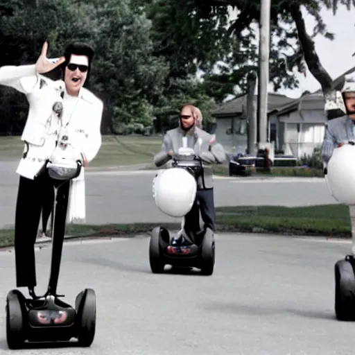 Image similar to elvis riding a segway