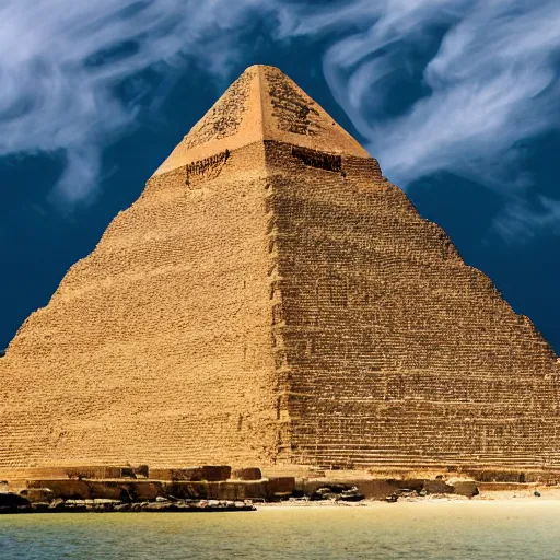 Prompt: ancient pyramid in the middle of the sea