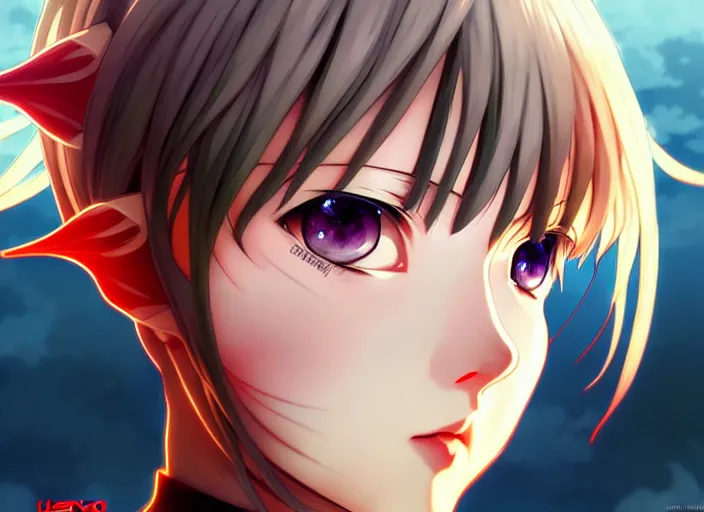 Image similar to ilya kuvshinov anime portrait fantasy elf girl, last exile, murata range, fine detail, perfect anime face, dramatic lighting, dynamic composition, art deco, cel shading, vivid, rich texture, alphonse mucha, ( ( ( colorful ) ) ), yoshinari yoh