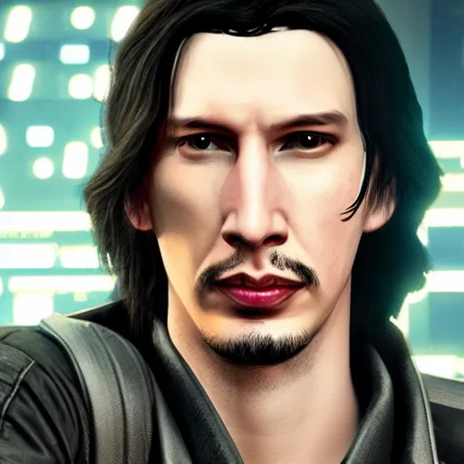 Image similar to Adam driver as a character in cyberpunk 2077