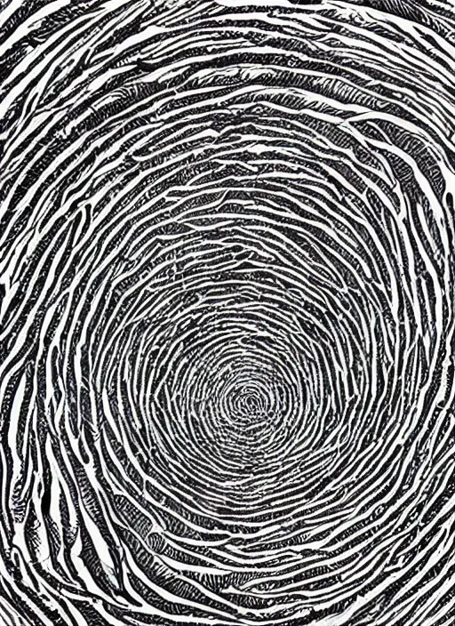 Image similar to a micron pen drawing of a wormhole, intricate
