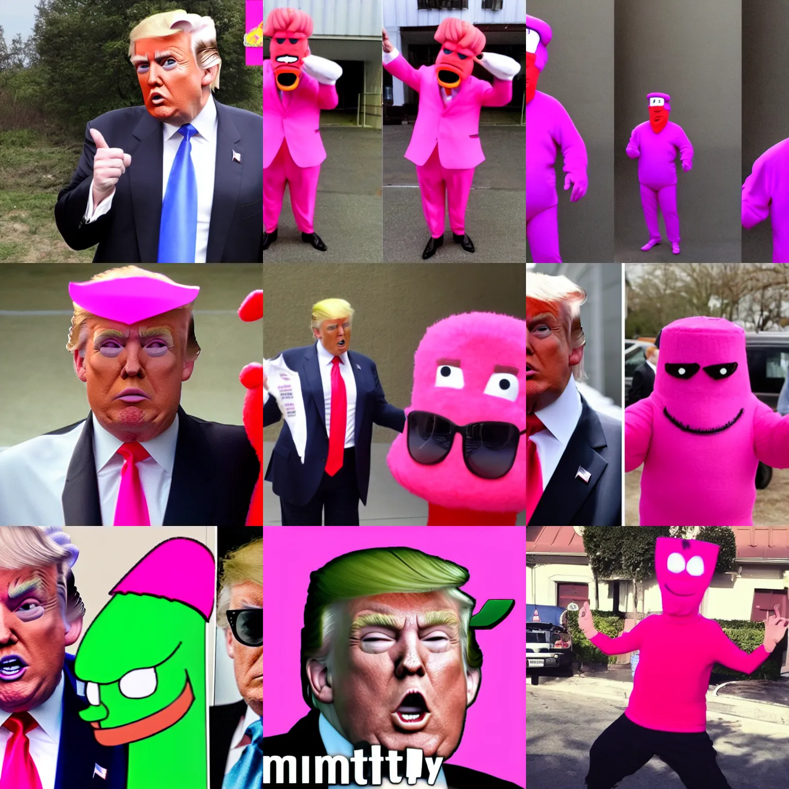 Prompt: Donald Trump dressed as Pink Guy from FilthyFrank, TVFilthyFrank, Youtube