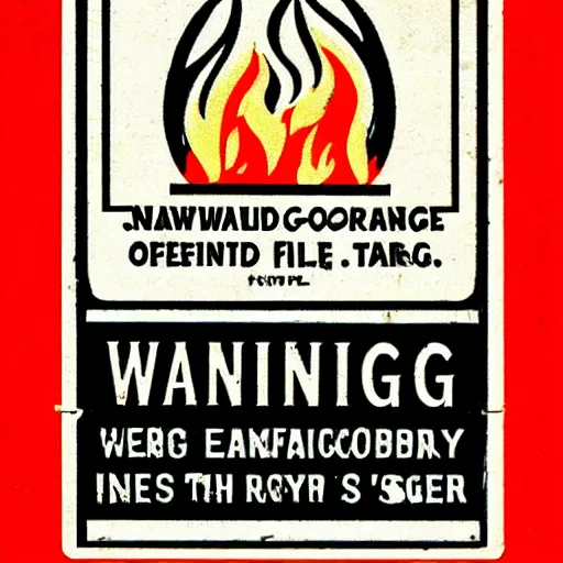 Image similar to vintage fire warning label