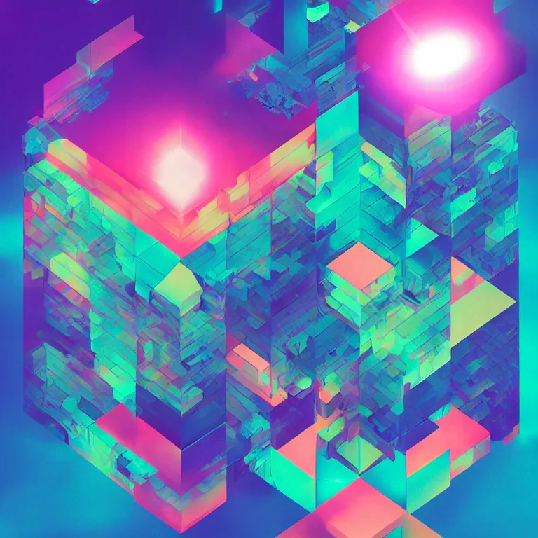 Image similar to album cover design depicting LED infinity cube, by Jonathan Zawada, beeple and jeremiah ketner, digital art