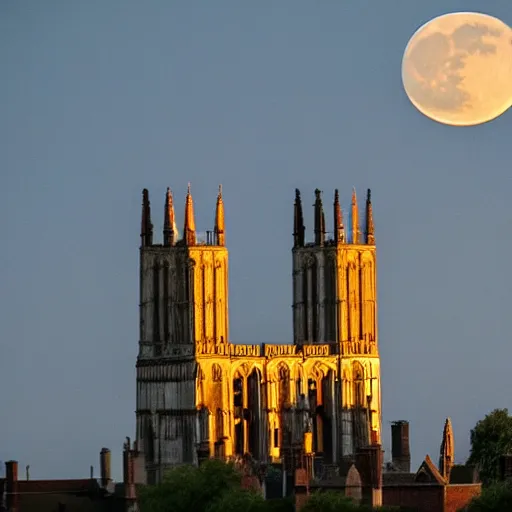 Image similar to we witnessed a glorious moonrise over ely cathedral last night.