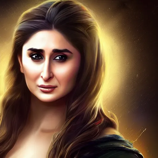 Prompt: kareena kapoor, by etienne hebinger, cgsociety, fantasy art, 2 d game art