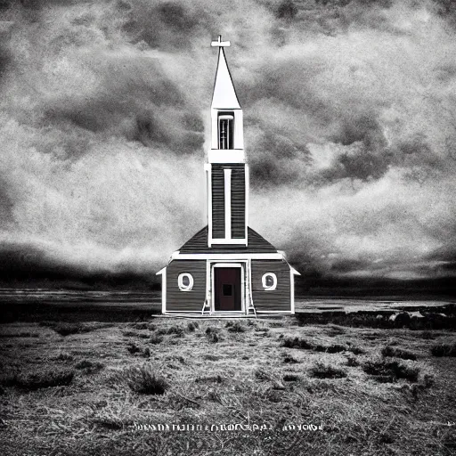 Prompt: church steeple album cover, poster art, cover art