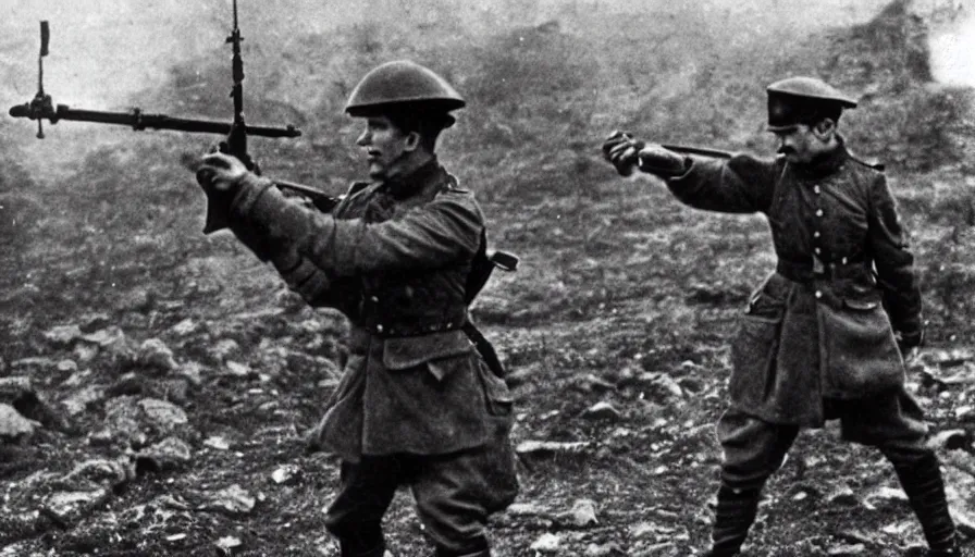 Prompt: french soldier dabbing during the battle of verdun ( 1 9 1 6 ), historical photograph, highly detailed, dab