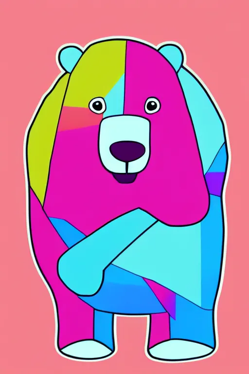 Image similar to minimalist boho style art of a colorful ice bear, illustration, vector art