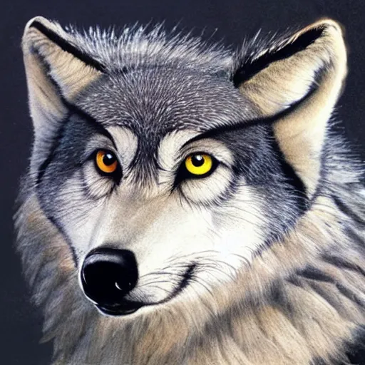 Image similar to wolf with the head of an owl