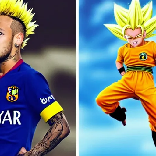 Prompt: super saiyan neymar jr, yellow hair